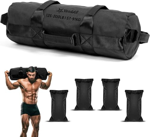 Yes4All Sandsäcke für das Training, ungefüllt verstellbare Sandsäcke für Krafttraining mit Griffen, mehrere Farben & Größen 2,3 kg - 90 kg
