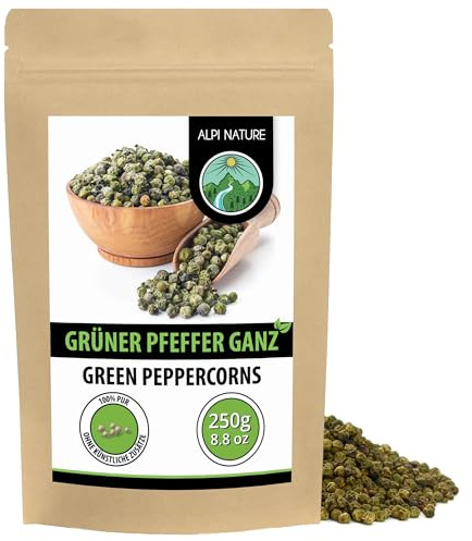 Alpi Nature Gröna Pepparkorn 250g, Hel Grön Peppar, Hela Gröna Pepparkorn för Matlagning