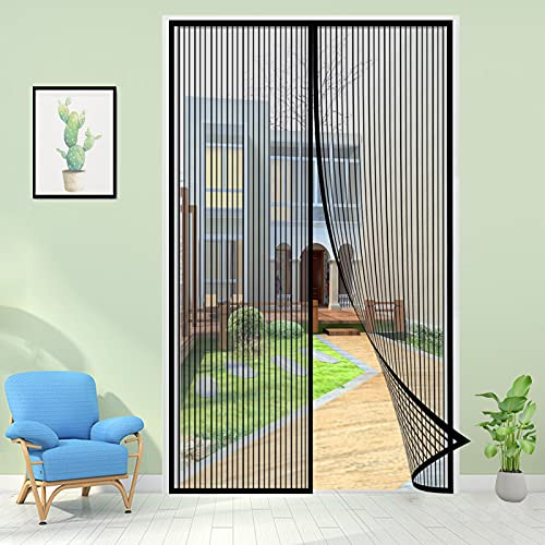 Cortina Mosquitera Magnética para Puertas, Cortina de Protección Contra Insectos para la Puerta Balcón Sala de Estar Fácil de Instalar-Black-B|| 100x215cm(39x84inch)