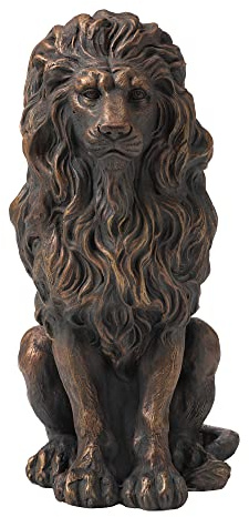Glitzhome Magnesiumoxid, Fiberglas GH20387 Guardian Stehender Löwe Outdoor Statue, Bronze