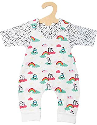Heless 1185 - Bekleidungs-Set für Puppen im Pinguin Pünktchen Design, 2 teilig mit Strampler und T-Shirt, Größe 28-35 cm