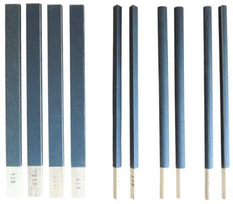 KD89 Surtido de 10 cabrones de madera con papel de lija abrasivo de forma plana, redonda, media redonda y triangular. Grano 120 a 400., Negro