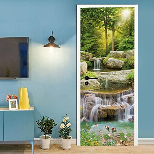 Pegatinas Para Puertas 3d Paisaje Mural Autoadhesivo Decoración Del Hogar Pegatina De Pared Arte Pegatina Dormitorio Armario Cristal BañO Cartel Extrable,77x200cm