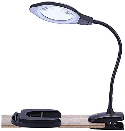 Loupe Loupe avec lumière, 2x 4x pince de bureau 2 en 1 lampe loupe, loupe de lecture avec support, lumière du jour lumineuse LED col de cygne flexible pour loisirs, artisanat, travail, D Interesting