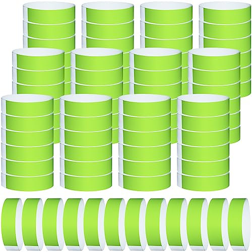 1200 Pcs Plastic Paper Wristbands for Events Neon Color Wrist Bands Concert Identification Wristbands Paper Bracelets Wristbands Party Hand Bands (Fluorescent Green)