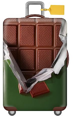 FANSU Elastisch Kofferhülle Kofferschutzhülle, Funny Stil Reisekoffer Schutzhülle mit Reißverschluss, Elasthan, Waschbar Gepäckabdeckung - 18 bis 32 Zoll (M(22-25in),Schokolade)