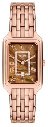 Fossil Women's Raquel Quartz Stainless Steel Three Dial Watch, Rose Gold/Brown, 26MM, Raquel