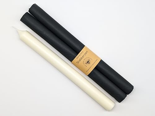 Stabkerzen 100% Bienenwachs 2 Stück Brenndauer ca. 14 Stunden glatte Oberfläche Höhe 25 cm, Ø 2,2 cm Premium Kerzen durchgefärbt Tafelkerze Haushaltskerze (Weiß)