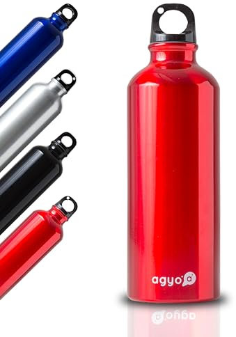 IPEA Borraccia NON Termica Leggerissima in Alluminio - 500 ml - Bottiglia Non Termica in Metallo per Bevande e Sport da portare in Viaggio, Outdoor, Lavoro, Ufficio, Scuola - con Moschettone - Rosso