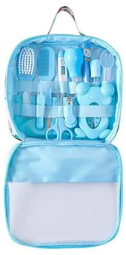 Yawdil Set da 13 pezzi per la cura del bambino e kit di salute, set per la cura della scuola materna con pettine per capelli tagliaunghie aspiratore detergente naso per bambino