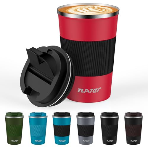 Tazza da viaggio isolata da 380 ml, a doppia parete, in acciaio inox, per bevande calde e fredde, coperchio a tenuta stagna, perfetta per auto, casa, ufficio e viaggi