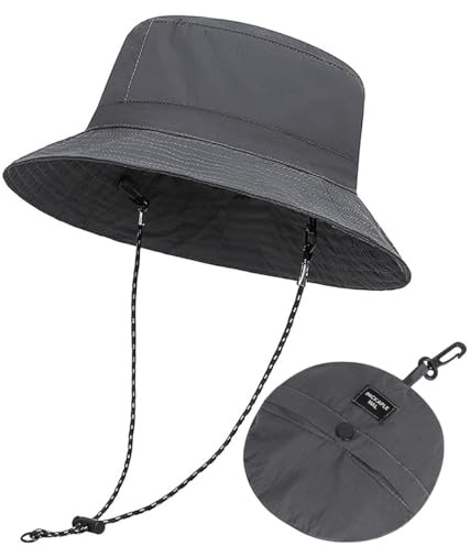 Rayson Fischerhut Herren Wasserdicht Sonnenhut Regenhut Unisex Damen Anglerhut Verstellbarer UV Schutz Bucket Hat Faltbar Sommerhut Damen Herren(Grau, Einheitsgröße)