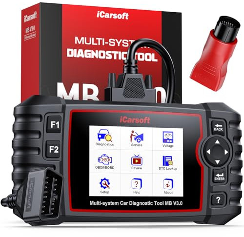 iCarsoft Bidirectional Diagnostic Tool MB V3.0 Enhanced Version for Ben.z/Sprinter/Smart, 35+ Reset Services Full System OBD2 Scanner, Battery Test/Actuation Test, Auto VIN, with 38 Pin Adapter