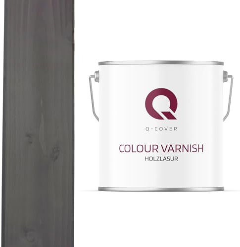 Q-Cover Holzlasur Anthrazit 5L (ca.25m²-1 Anstrich) Satin Holzschutz Holzschutzlasur Lasur Wasserbasierte Innen Außen Lasur Abperleffekt Für Holz