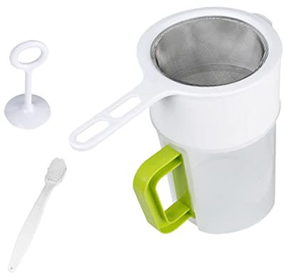 LABRIMP Siebbecher Joghurtfilter Saftsieb Für Sojamilch Obst Gemüse Filterung Mit Abnehmbarem Griff Und Installationsschlitz Für Einfache Lagerung Platzersparnis