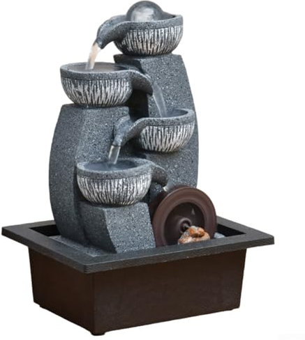 HpLive Fuente de piedra para interiores, resina para interiores, estatuas ornamentales para estudio, oficina, sala de té, decoración de escritorio