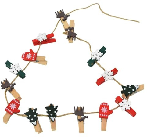 HAWILLOSCH 30 Stück Holzklammern Naturholz Fotoklammern Memo Klammern Weihnachtsdeko Kleiner Clips Für Fotos Und Notizen