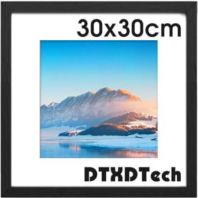 DTXDTech Marco de madera negra de 30 x 30 cm, marco de fotos de 30X30 cm, marco de fotos de 30x30 cm, marco de póster montado en la pared de 30 x 30 cm, para impresión de 18 x 18,