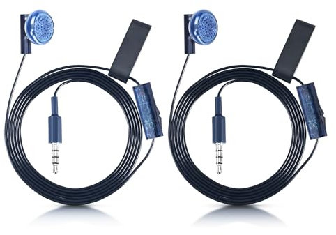 Flylin Mono-Gaming-Kopfhörer, In-Ear-Kopfhörer, Headset mit 3,5-mm-Stecker und Clip, Gaming-Kopfhörer für PS4-Controller (durchscheinendes Blau), 2 Stück