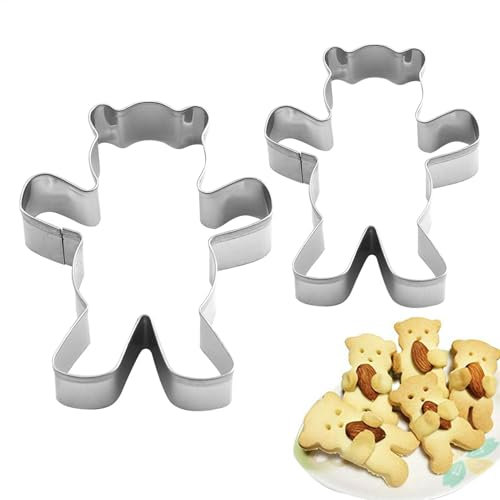 Stampi per biscotti, in acciaio inox, a forma di orsetto abbracciato, simpatici strumenti da forno per dessert, facili da pulire, gadget da cucina per Natale, Halloween e Pasqua