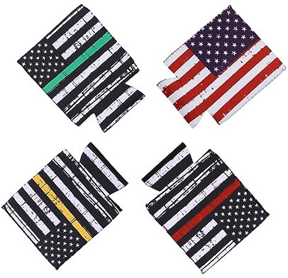 PRETYZOOM 4stücke Teiliges Neopren Dosenhüllen Mit Amerikanischem Flaggenmuster Isolierende Trinkflaschenhüllen Für Bierdosen Wiederverwendbar Für Camping Bbq Und Party