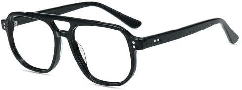 firmoo Pilotenbrille Blaulichtfilter Brille Damen Herren Ohne Sehstärke Übergroß Klassischer UV Schutzbrille Blue Light Blocking Glasses Computerbrille, Acetate
