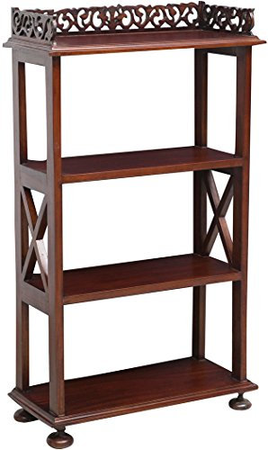 Biscottini Etagere Solid Mahogany Wood Walnut Finish 52 x 23 x 93 cm – Wooden Bookcase – Etagere Storage and Shelves – Wooden Floor Shelf