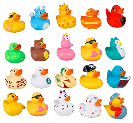 Foppla Rubber Duck, 20/30 Pcs Baby Mold Free Tiny Assorted Rubber Duck Toy for Kids, Cute Fun Bath Floater for Bath Tub Pool Bathing, Gift for Party Favors Birthdays Carnival Supplies (20pcs)
