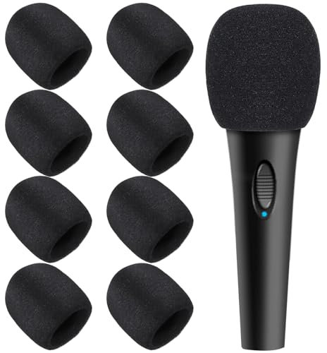 8 Pack Foam Mic Cover, Microphone Foam Cover, Thick Handheld Microphone Windscreen, Blocks Out Plosives Microphone Pop Foam Mic Filter for Wireless Microphones KTV Stage Device Performance