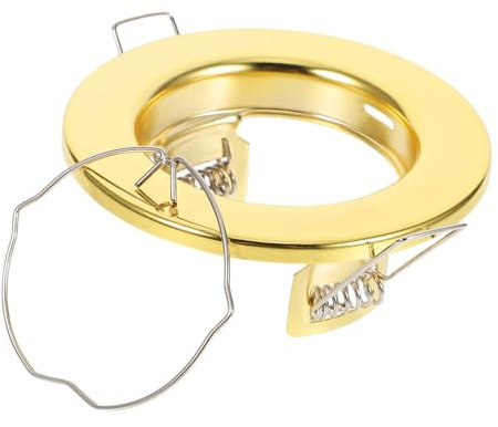 FIXOSHEE Carcasa Metálica Para Luces Empotradas Mr16 Gu10, Cubierta De Hierro Dorado, Clips y Muelles Para Iluminación Empotrada, Compatible Focos, Instalación Sencilla Para Uso Interiores, 1 Unidad