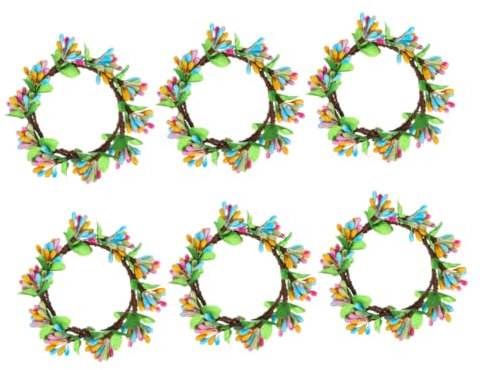 ABOOFAN 6piezas Anillo De Vela De Pascua Bayas De Primavera Decoración De Hogar para Fiestas Aro De Vela De Primavera para Centro De Mesa