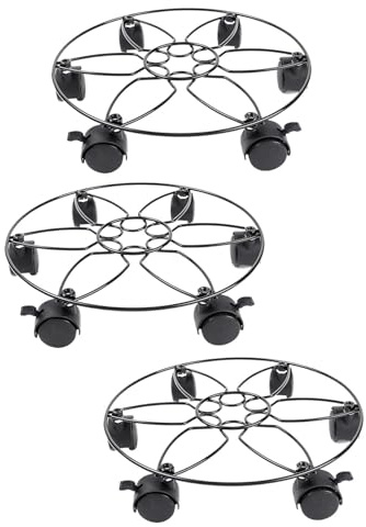 Soporte rodante resistente para plantas con 6 ruedas giratorias, carrito de flores de metal resistente, diseño de paleta de 3 niveles para una fácil movilidad en interiores y exteriores