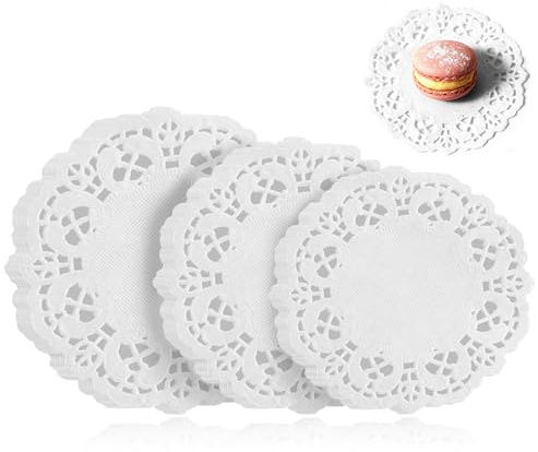 300 Stück Tortenspitze, 3 Größen Spitzenpapier für Kuchen Tortenunterlage Rund Küche Backpapier Tischset Papier für Geburtstag Hochzeit Party Kuchen Pizza Pappteller, Weißes (9cm, 11.4cm, 14cm)