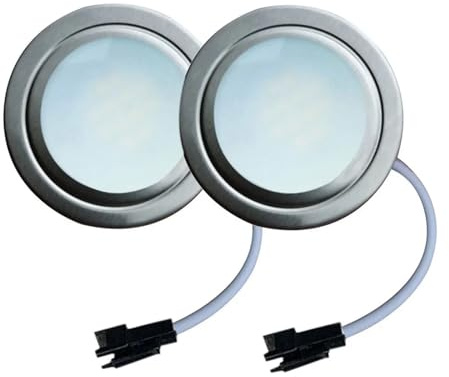 eufeifeiegds Lot de 2 ampoules for hotte cuisinière, trou 50 mm, 1,5 W, DC 12 V, éclairage for, d'armoire(White 6000K,SM CONNECTOR_NO)