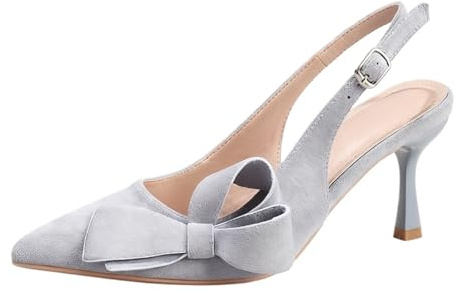 Gikleihwy Women's High Heel Womens 2.9in Pointed Fine heel Heeled Sandals Stylish Big Bow Shallow mouth Party Shoes Closed toe Heels for Wedding,Bridal,Back to school,Prom,Etc. scenes(C,3.5 UK)