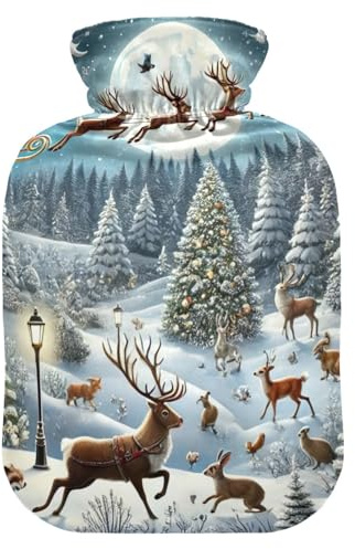 Bolsa de agua caliente con cubierta suave para calentar los pies con cubierta suave, bolsa de agua caliente de Papá Noel para calambres menstruales, pequeña