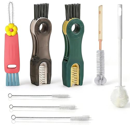 8 Pcs Water Bottle Cleaner Set, 3-in-1 Cup Brush, Lid Gap Cleaning Brush | Straw Brushes, Multifunctional Telescopic Brush & Long-Handled Bottle Brush, Cleaning Brushes for Mug Sports Bottles Tumblers