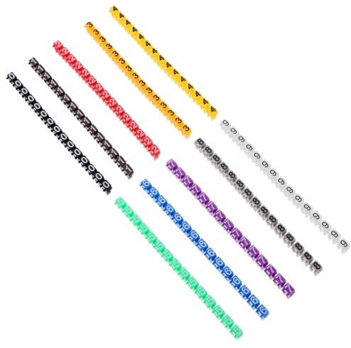 UTHCLO Etiquetas de Identificación Numéricas 0-9 para Cables Eléctricos, Tubo Marcador Plástico Multicolor para Gestión de Cables 1.5 Mm² (2.0-3.0 Mm), 150 Piezas para Organización