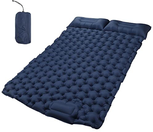 Mavaol Double coussin de couchage gonflable de Camping avec oreiller, tapis de Camping en Nylon de conception ergonomique pour l'extérieur, marine
