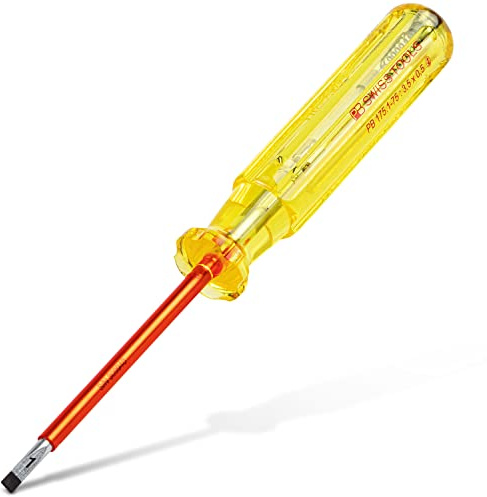 PB Swiss Tools Schlitz Elektriker Spannungsprüfer PB 175 | 100% Swiss Made | 110-250 Volt, DIN VDE 0680-6 | 3,5mm x 50mm