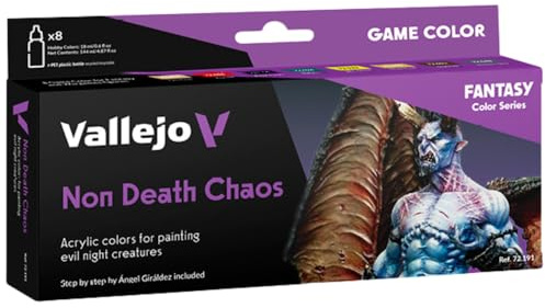 Vallejo Game Color Set - Non Dead Choas,Black/Purple/Red/Silver/White/Yellow,17 ml (Pack of 8)
