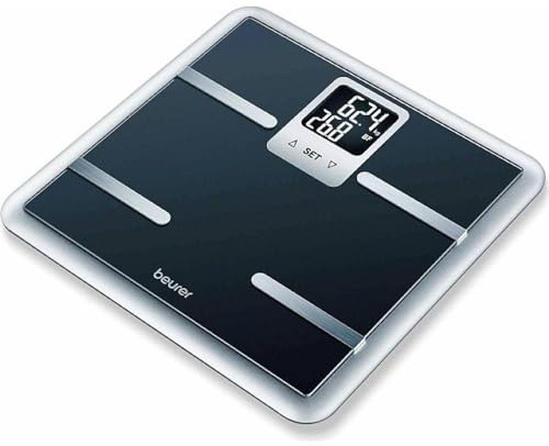 Beurer BG 40 digitale Körperanalysewaage aus Sicherheitsglas, Körperfettmessung und Kalorienanzeige