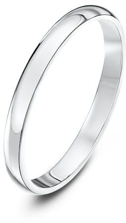 Theia Unisex Ehering Platin, Sehr massive D-Form, poliert, 2mm - Größe 52 (16.6)