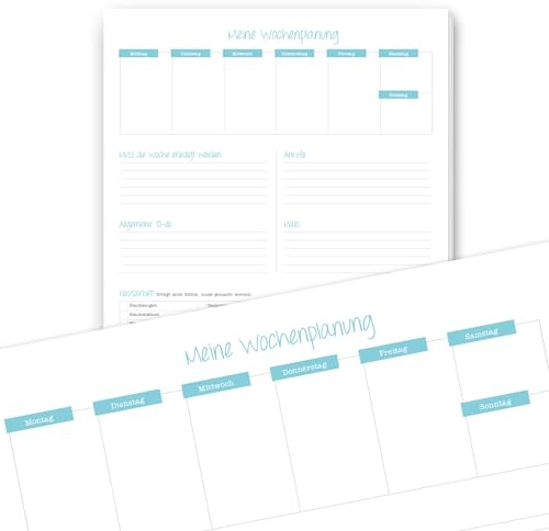 easydruck24de Notiz-Block Wochenplanung türkis DIN A4 50 Blatt - dv297