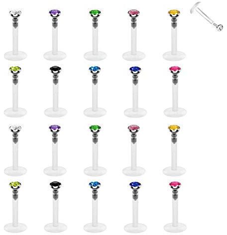 D.Bella Clear Labret Retainer, Acrylic Plastic Labret Lip Ring/Tragus/Helix/Cartilage Earring Stud Barbell for Piercing Body Jewelry Substitutes