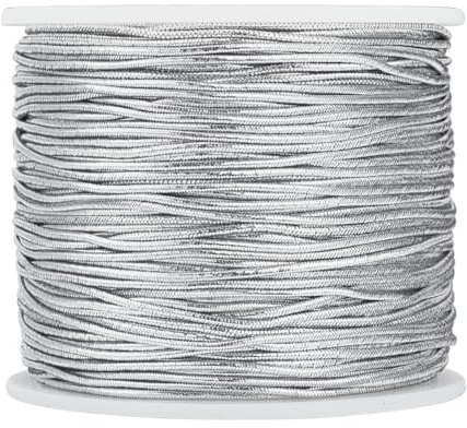 PH PandaHall 100m Corde Elastico Metalliche Argento 1mm Confezione Regalo Intrecciato, Filo Gioielli Intrecciati Corda di Natale per Avvolgere Regalo per Artigianato Creazione di Gioielli