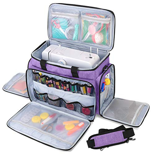Luxja Sewing Machine Carrying Bag with Removable Pad, Travel Case for Sewing Machine and Accessories (Fit for Most Standard Sewing Machines), Purple