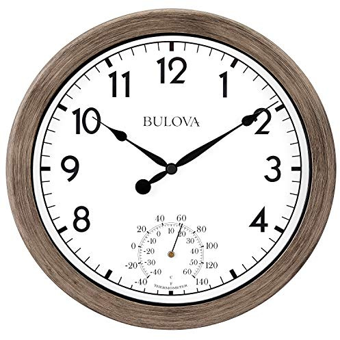 Bulova Patio Time - Reloj de Pared para Interiores y Exteriores, 10.25, Acabado de ratán