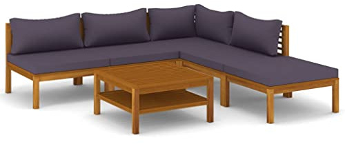 vidaXL 6-TLG. Garten-Lounge-Set mit Auflage Massivholz Akazie