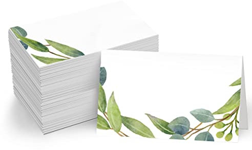 Gethelud 110 tarjetas de tienda de campaña con diseño de plantas, tarjetas pequeñas para bodas, cenas, recepciones (2 x 3.5 pies)